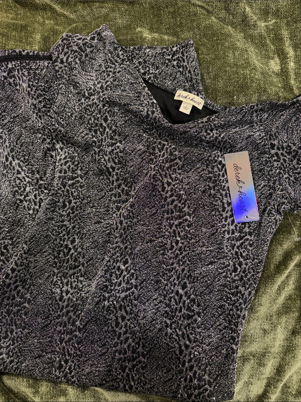 Derek Heart Women's Black Gray Leopard Short-Sleeve Dress